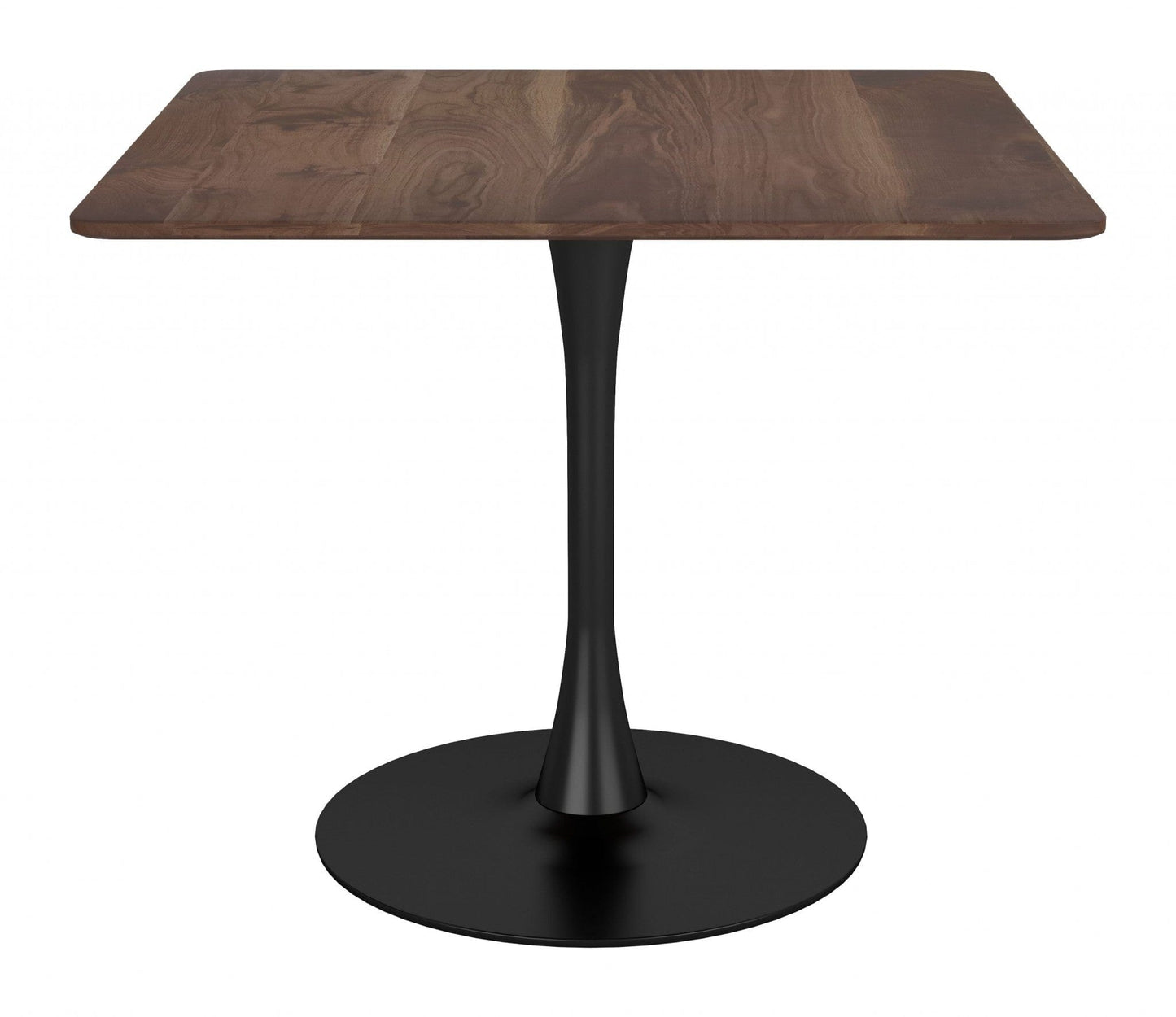 Square Brown and Black Pedestal Dining Table