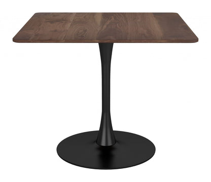 Square Brown and Black Pedestal Dining Table