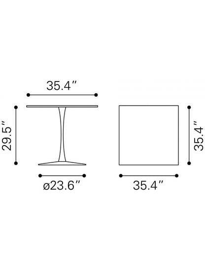 Square Brown and Black Pedestal Dining Table