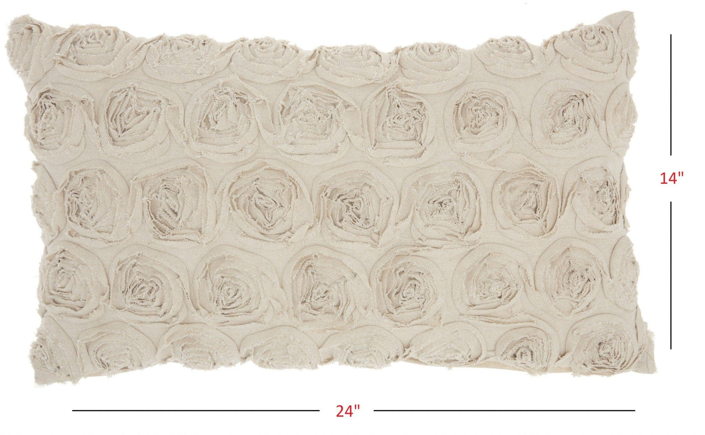 Off White Embossed Rose Lumbar Pillow