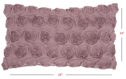 Tea Pink Embossed Rose Lumbar Pillow