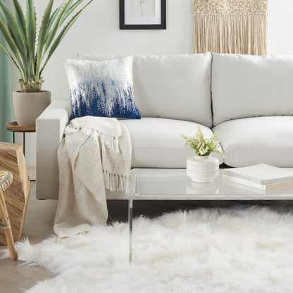 Blue Sequined Ombre Throw Pillow