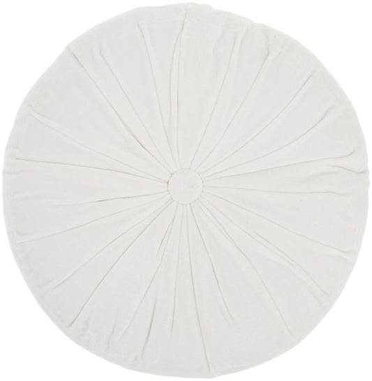 White Tufted Round Throw Pillow