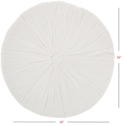 White Tufted Round Throw Pillow