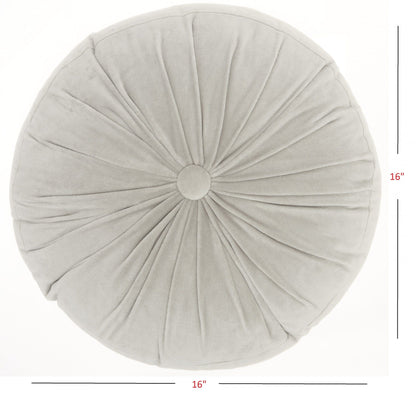 Light Gray Tufted Round Throw Pillow