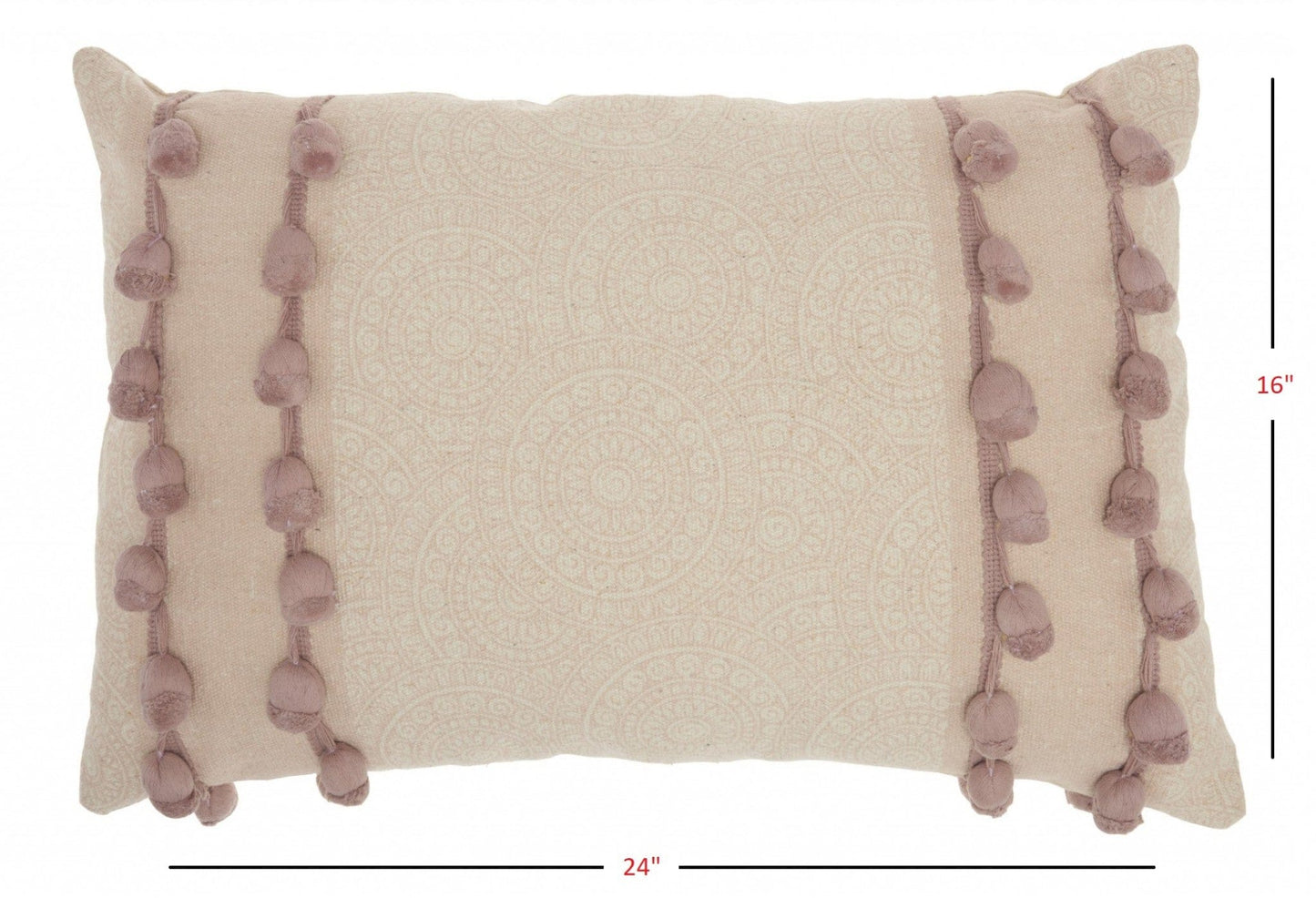 Blush Rectangular Embellished Throw Pillow