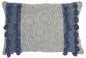 Navy Blue Rectangular Embellished Throw Pillow