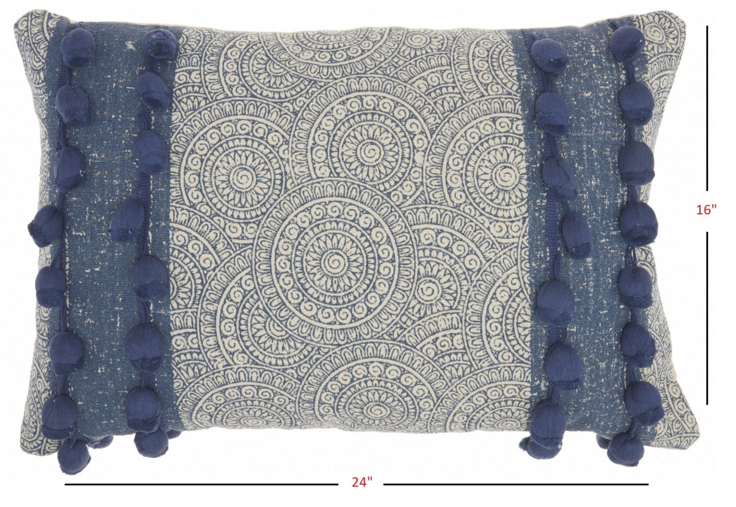 Navy Blue Rectangular Embellished Throw Pillow