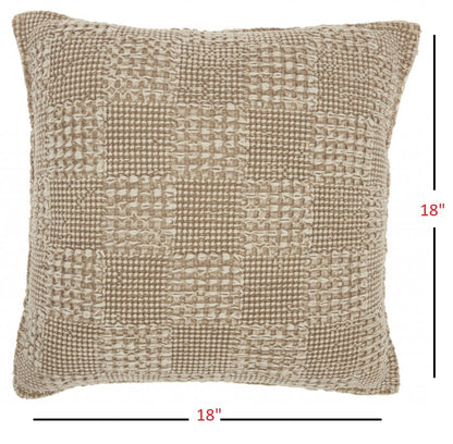 Beige Textured Squares Throw Pillow