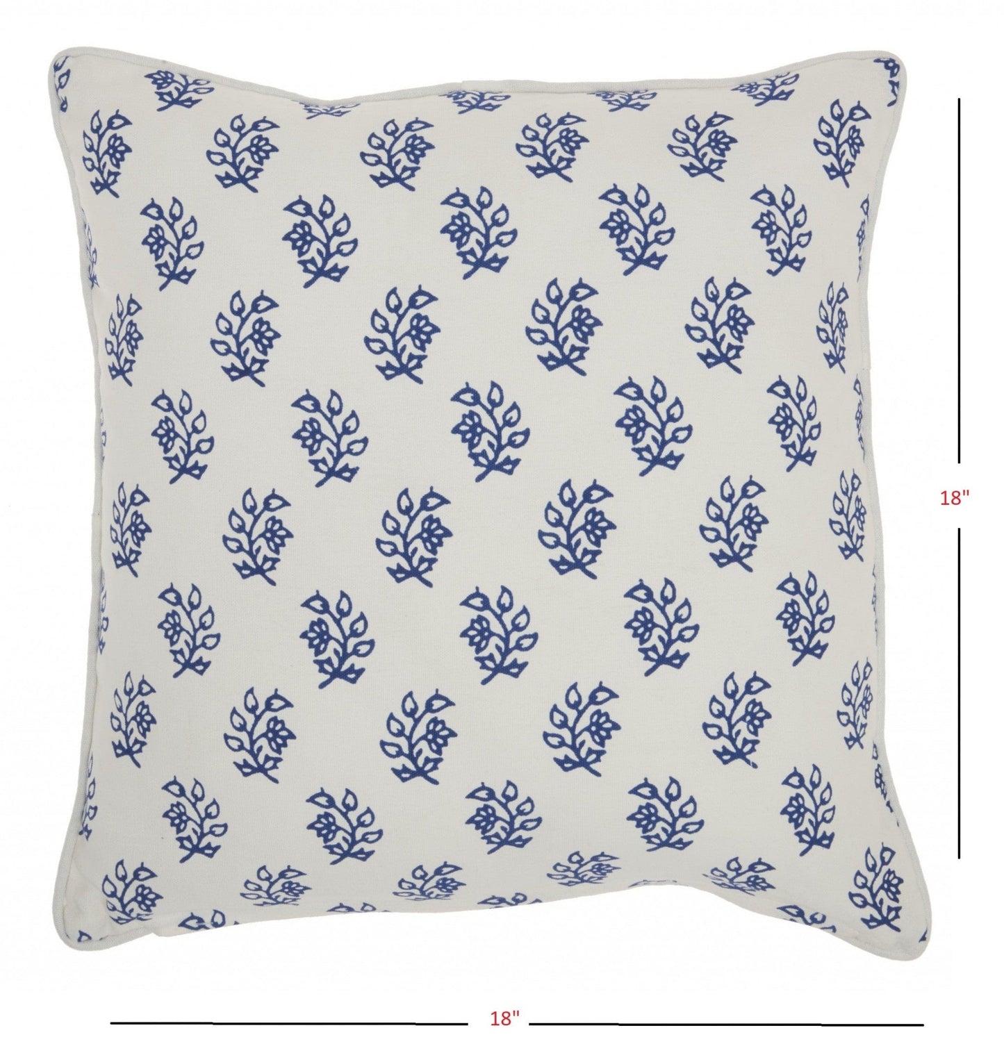 Blue And Ivory Bohemian Floral Throw Pillow