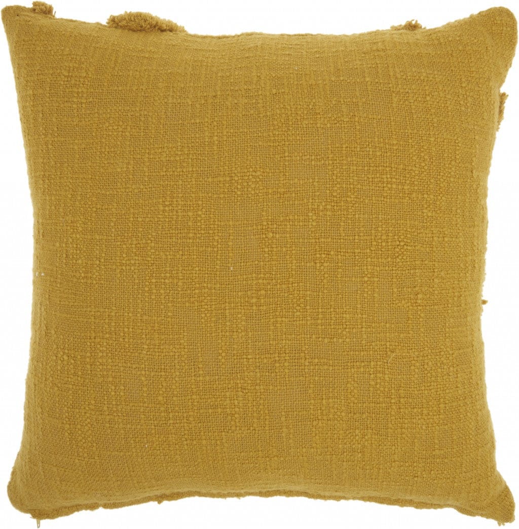 Boho Chic Mustard Textured Lines Throw Pillow