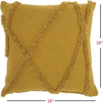 Boho Chic Mustard Textured Lines Throw Pillow