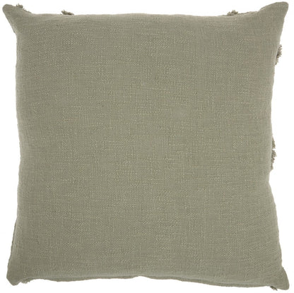 Light Abstract Khaki Green Shaggy Detail Throw Pillow