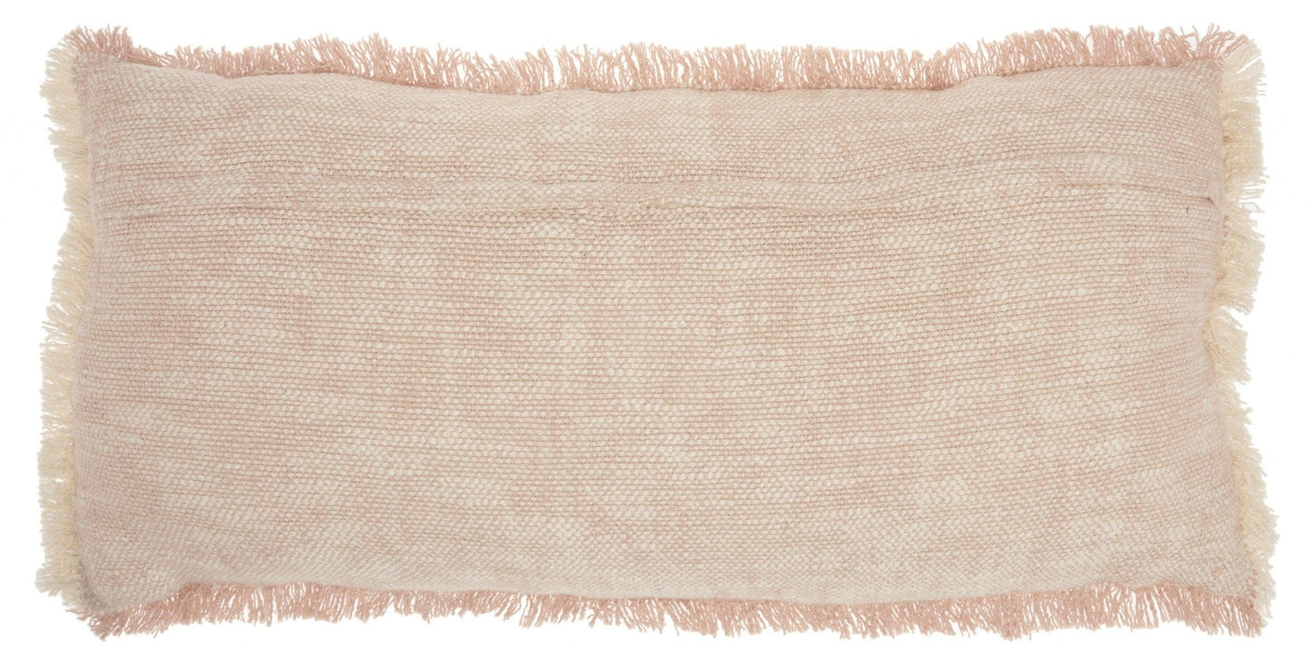 Pink And White Woven Heathered Lumbar Throw Pillow