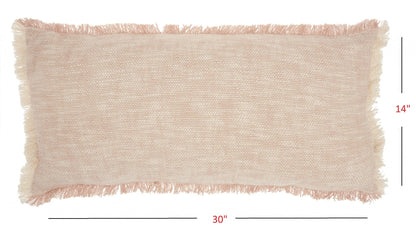 Pink And White Woven Heathered Lumbar Throw Pillow