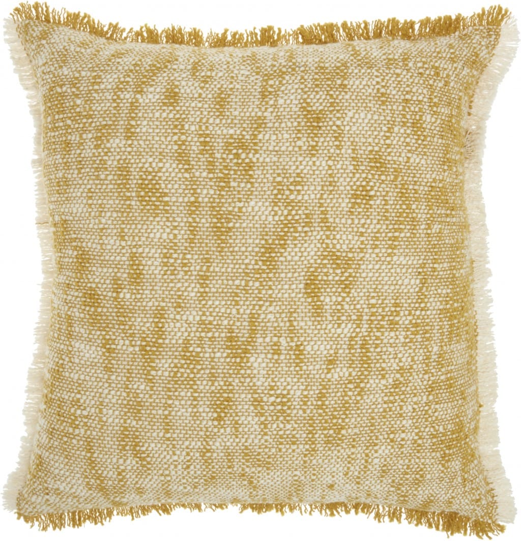 Mustard And Ivory Abstract Pattern Throw Pillow