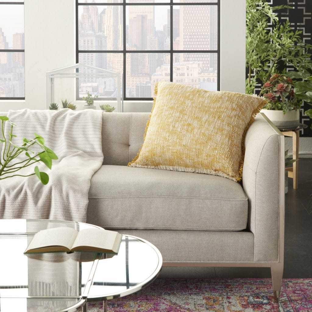 Mustard And Ivory Abstract Pattern Throw Pillow