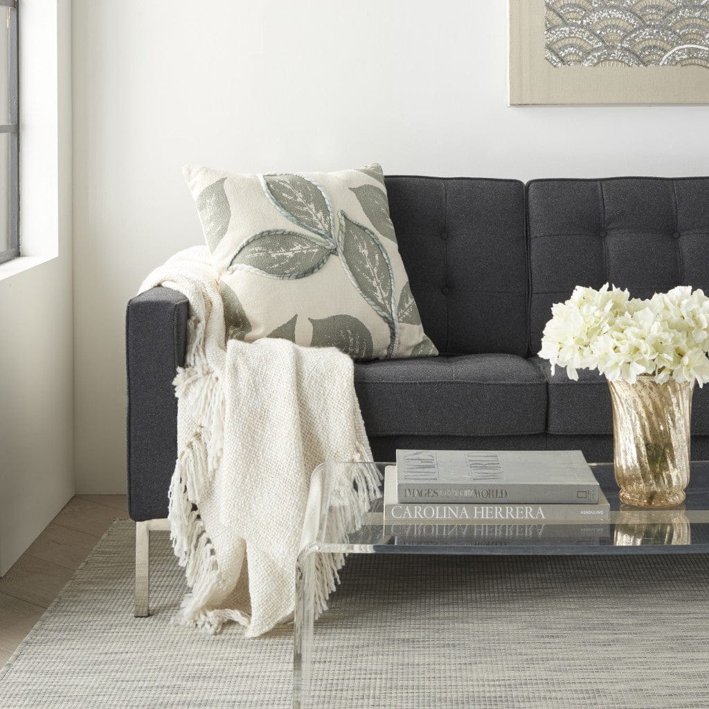 Floral Handcrafted Sage Accent Throw Pillow