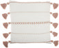 Bohemian White Cotton Accent Pillow With Blush Tassel Details