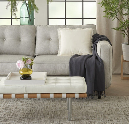 Solid Ivory Contemporary Throw Pillow