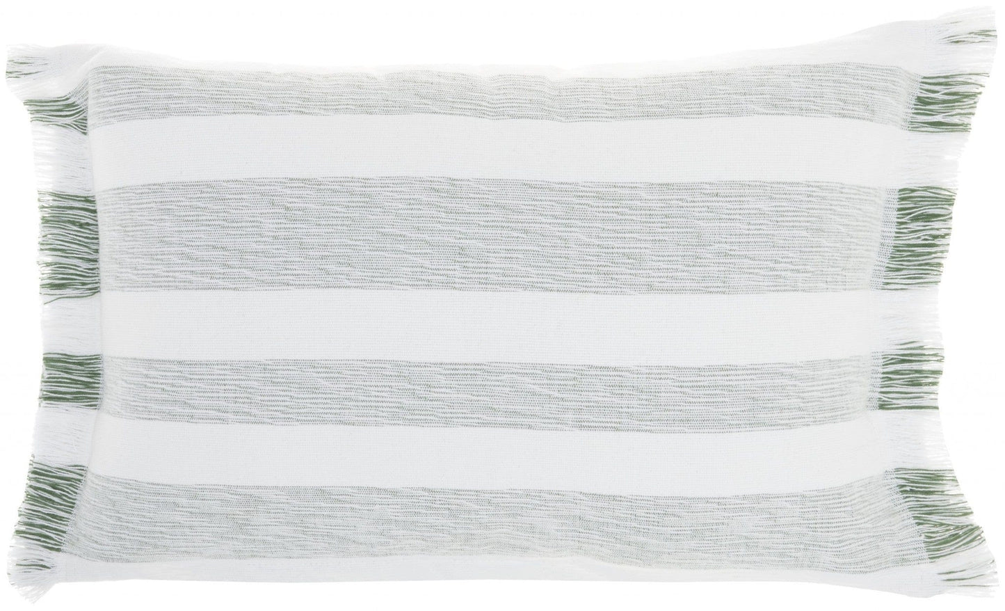 Green And White Stripes Lumbar Throw Pillow