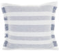 Navy Blue And White Soft Stripes Square Throw Pillow