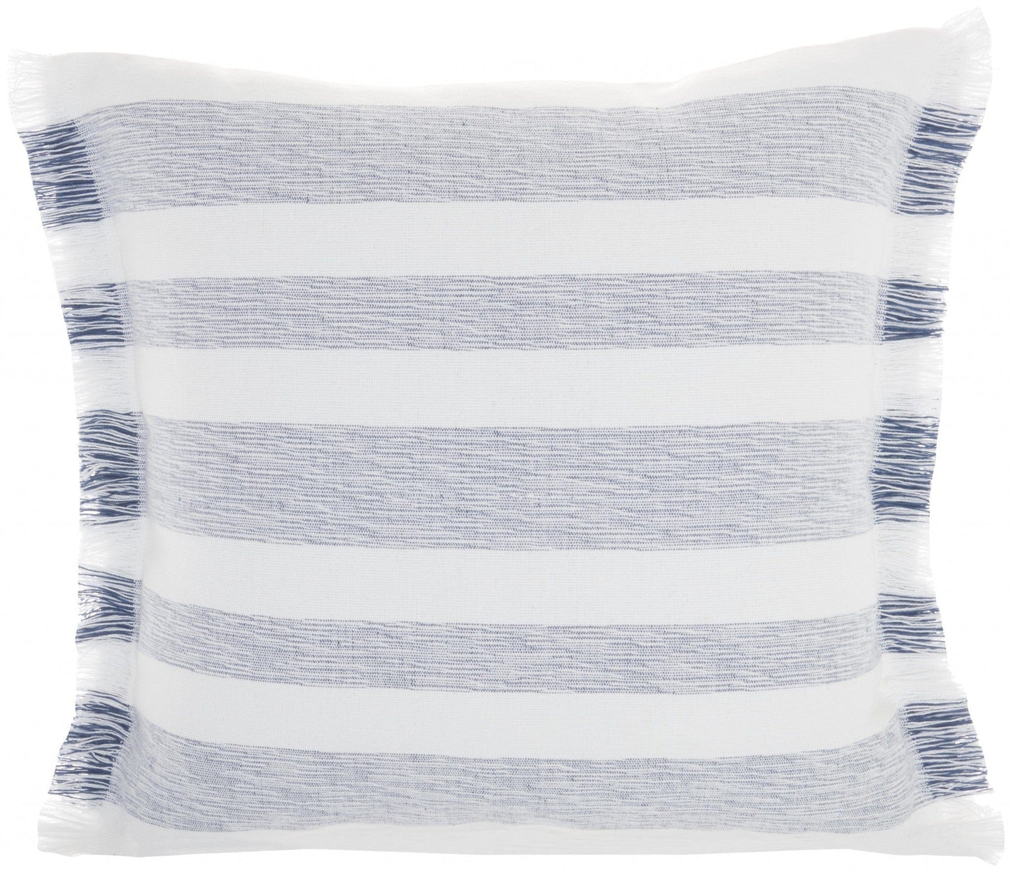 Navy Blue And White Soft Stripes Square Throw Pillow