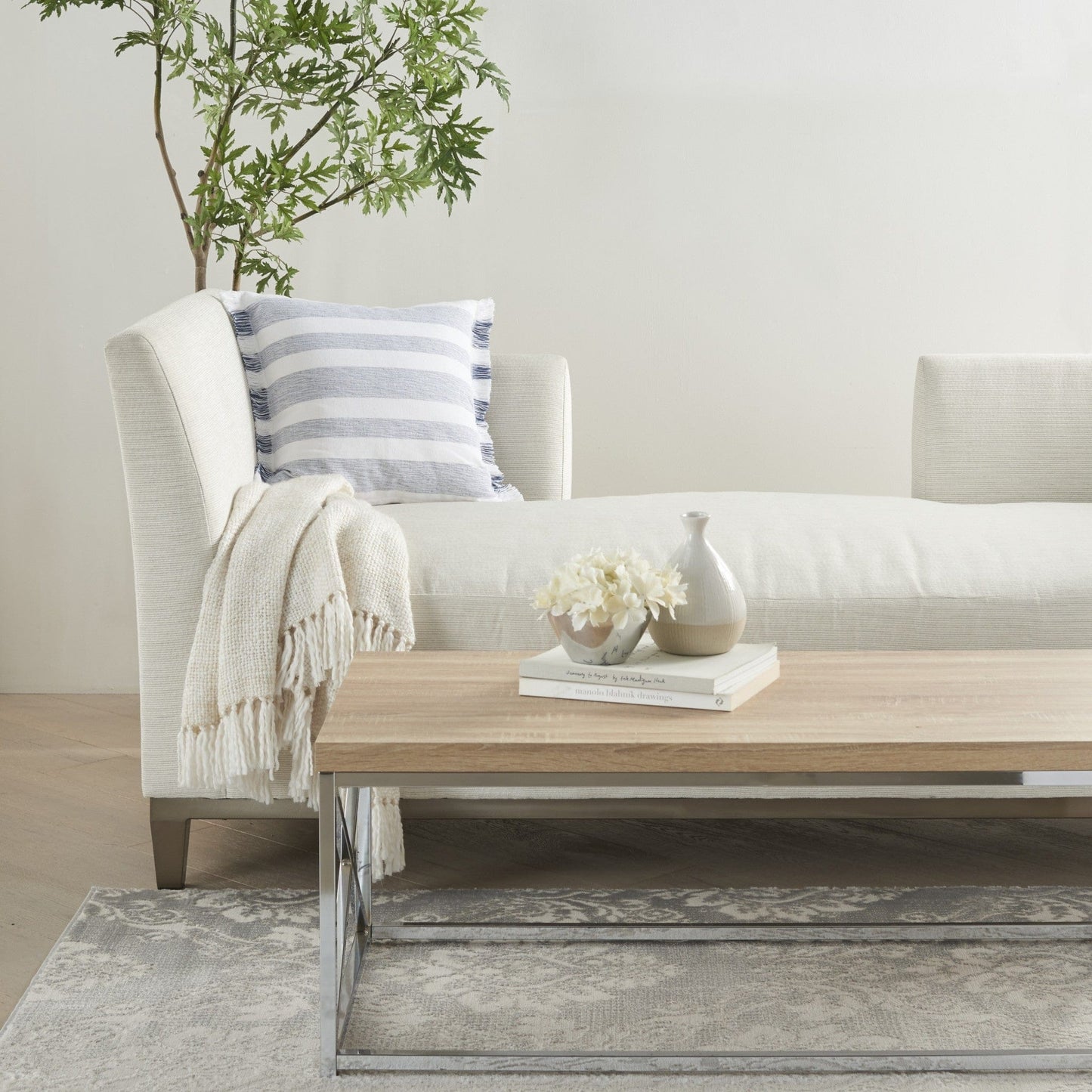 Navy Blue And White Soft Stripes Square Throw Pillow