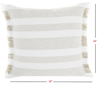 Taupe And White Soft Stripes Throw Pillow