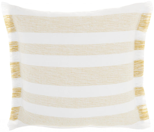 Yellow And White Soft Stripes Throw Pillow