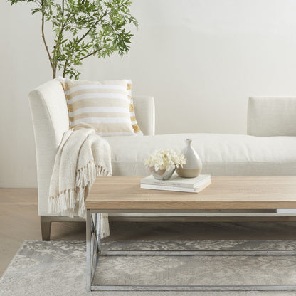 Yellow And White Soft Stripes Throw Pillow