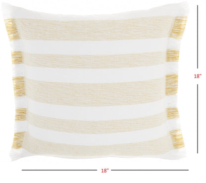 Yellow And White Soft Stripes Throw Pillow