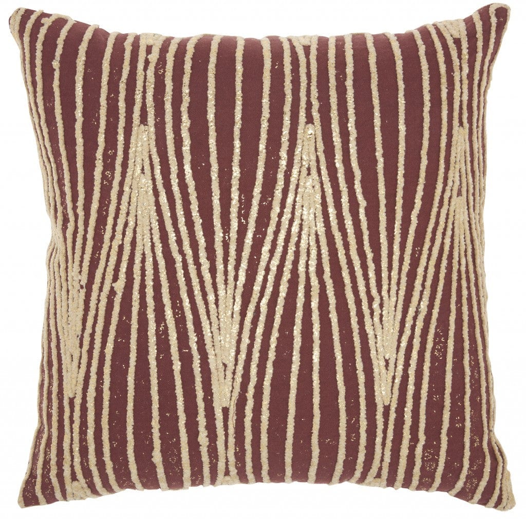 Contemporary Handcrafted Maroon Accent Throw Pillow