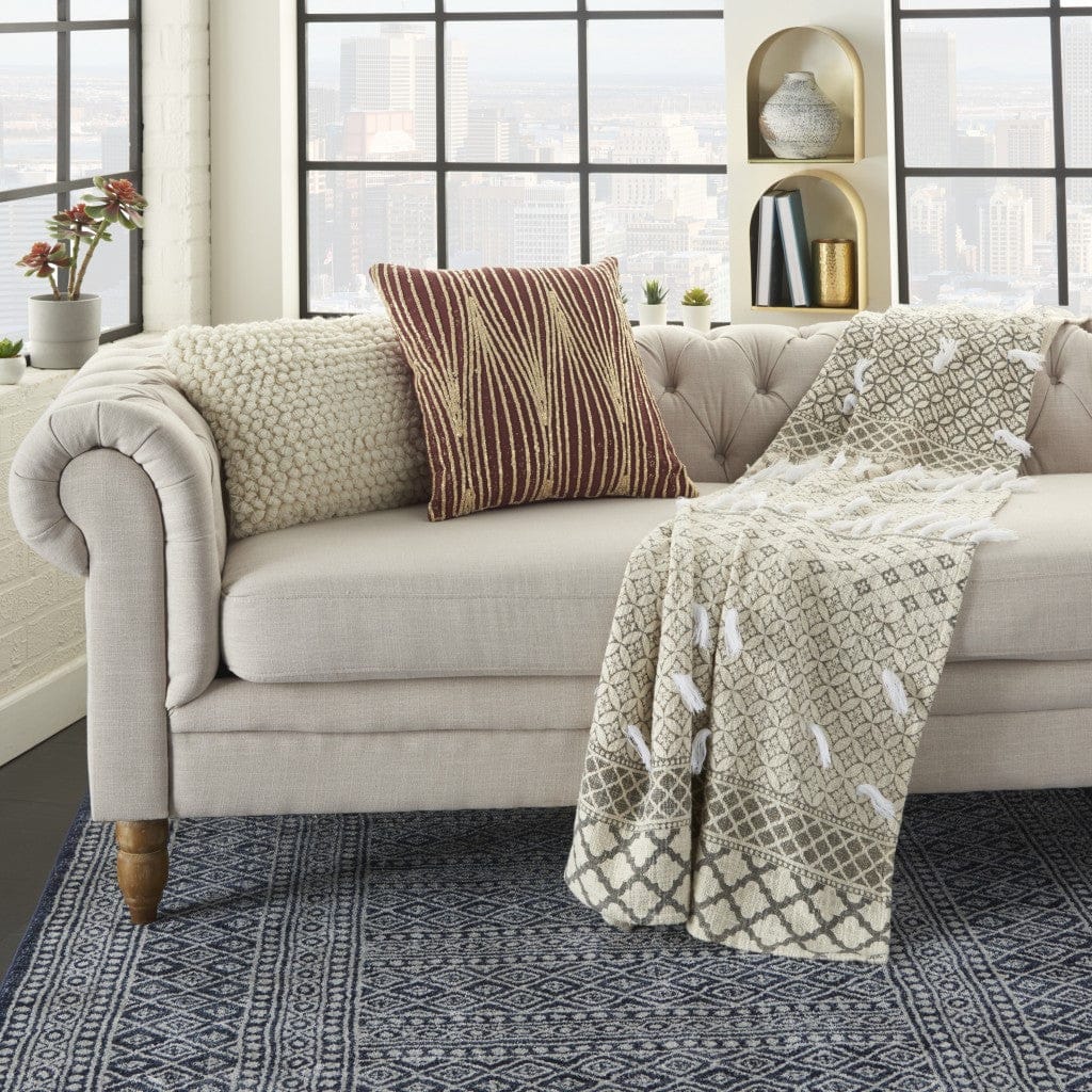 Contemporary Handcrafted Maroon Accent Throw Pillow