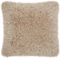 Fluffy Beige Shag Accent Throw Pillow