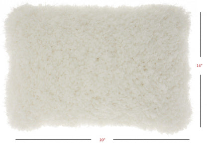 White Knubby Plush Lumbar Throw Pillow