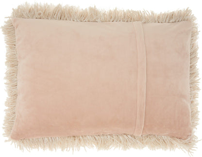 Beige Super Shaggy Throw Pillow