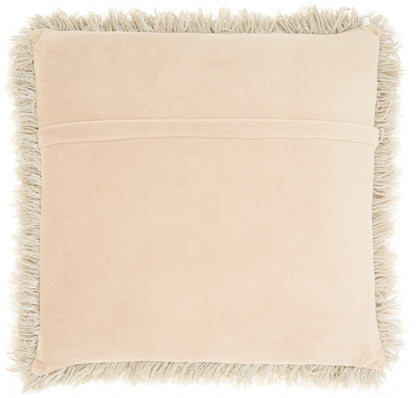 Plush Beige Shag Accent Throw Pillow
