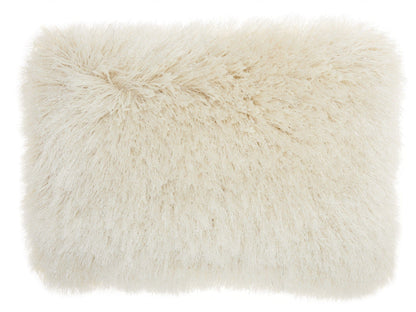 Cream Super Shaggy Throw Pillow