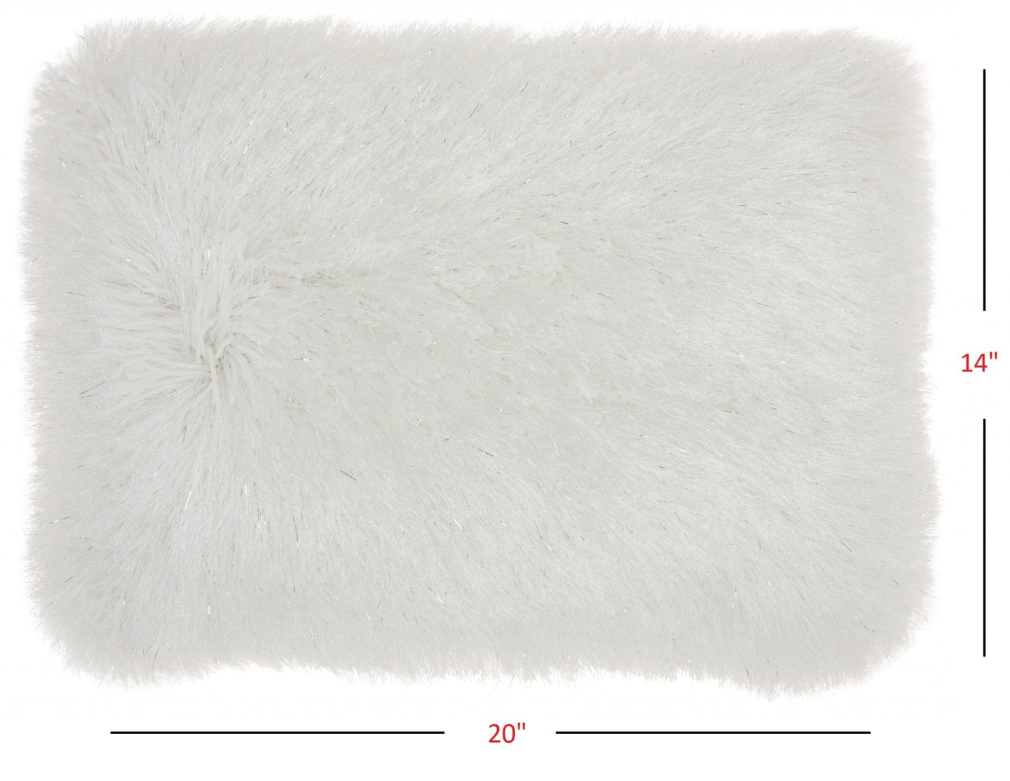 White Super Shaggy  Throw Pillow