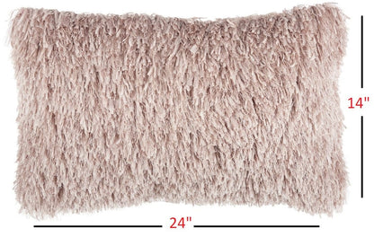 Long Blush Pink Shag Throw Pillow