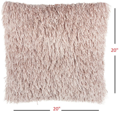Square Blush Pink Shag Throw Pillow