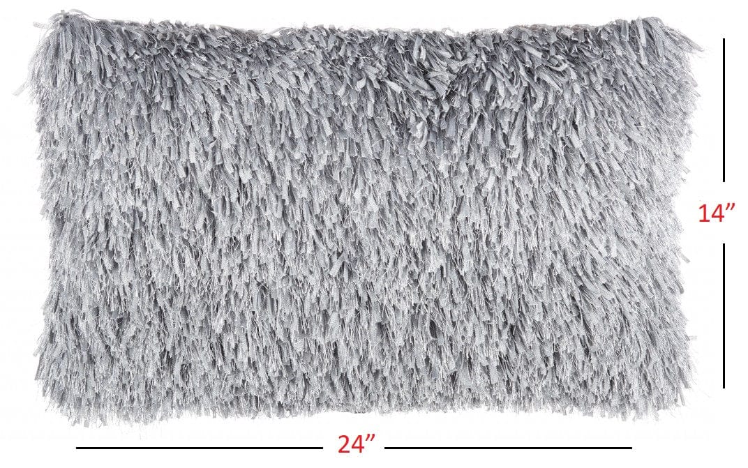 Long Grey Shag Throw Pillow