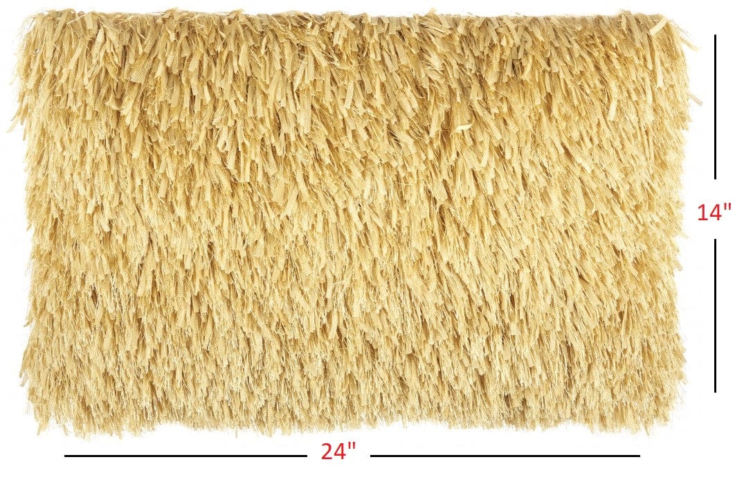 Long Yellow Shag Throw Pillow