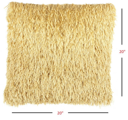 Square Yellow Shag Throw Pillow