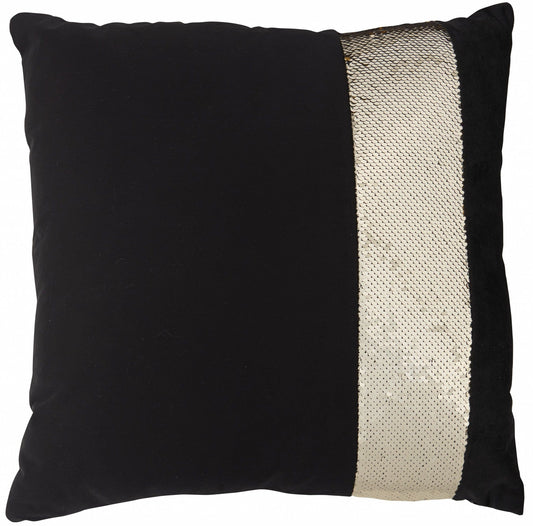 Black Throw Pillow With Sequin Stripe