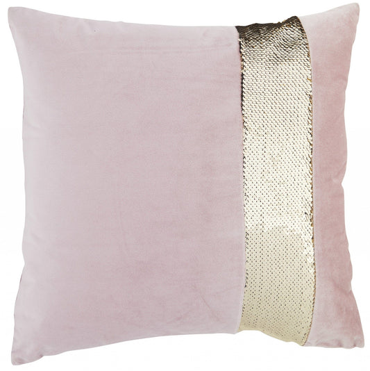 Light Pink Throw Pillow With Sequin Stripe