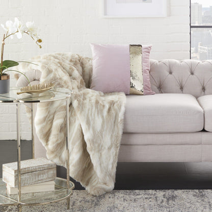 Light Pink Throw Pillow With Sequin Stripe