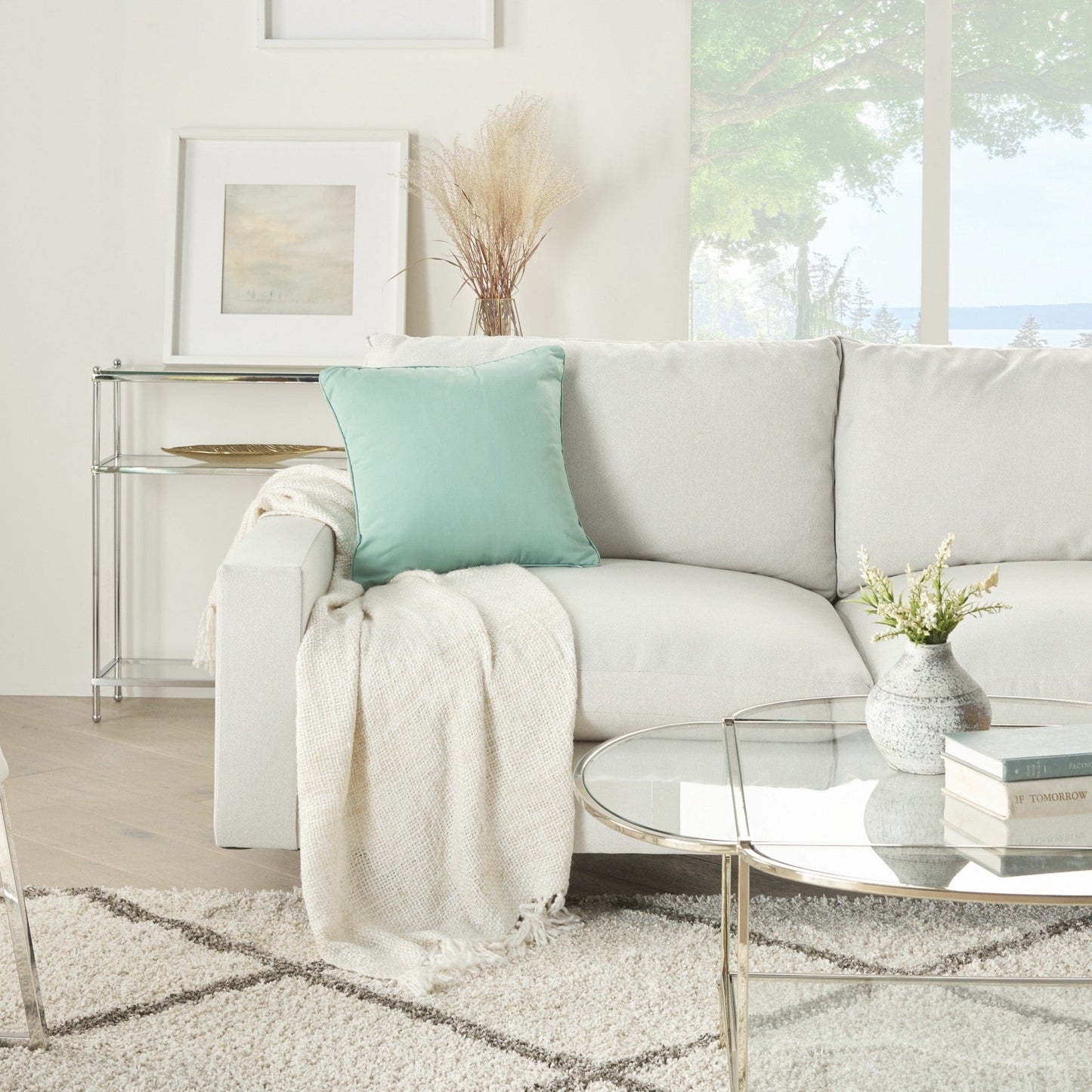 Teal Green Velour Throw Pillow