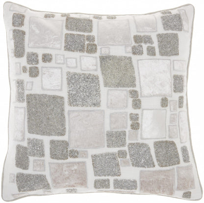 White And Silver Square Pattern Throw Pillow